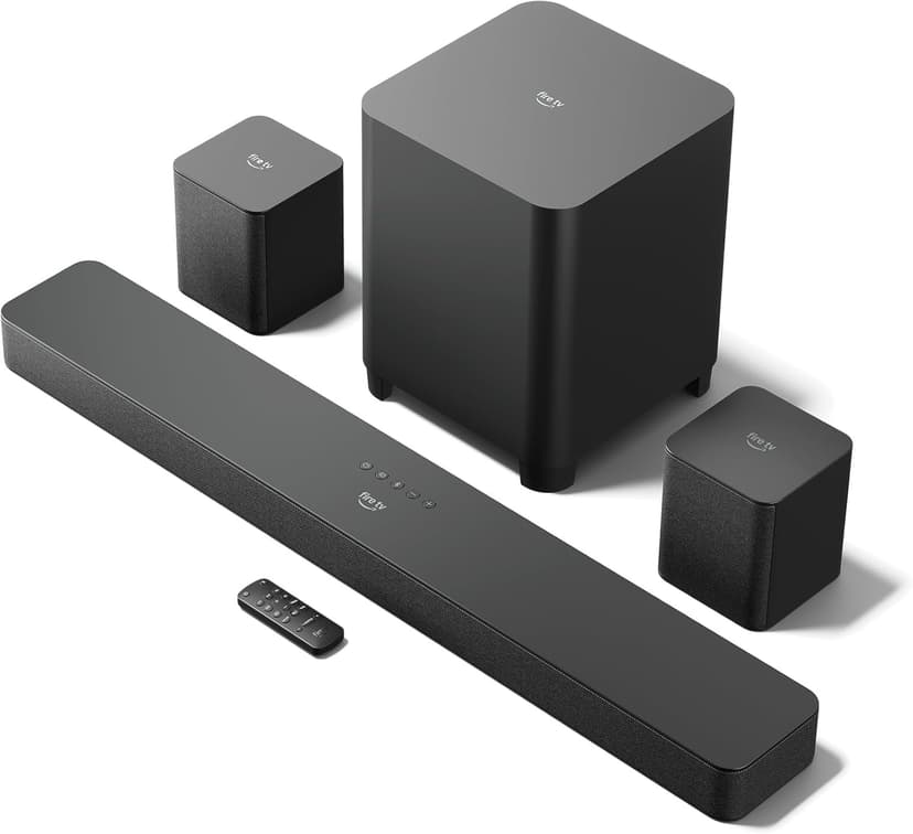 Amazon Fire TV Soundbar Plus with subwoofer and surround sound speakers (newest model), 5.1 channel, Dolby Atmos, clear dialogue