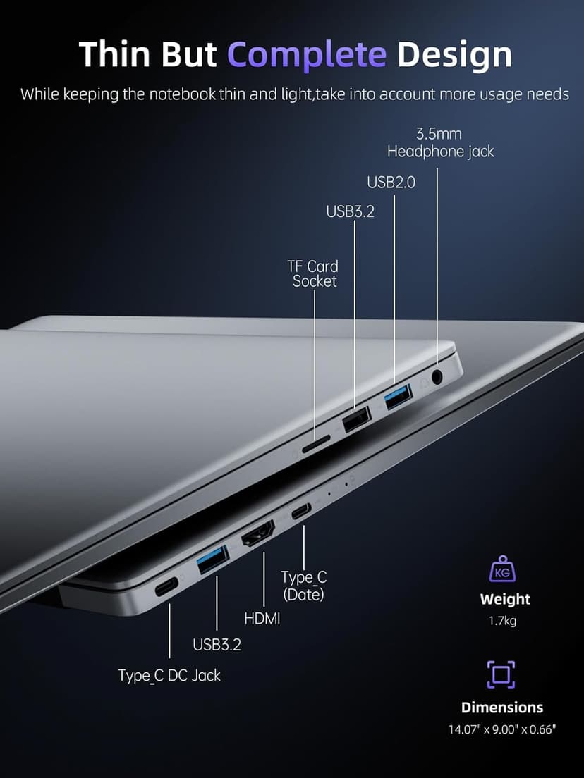 ACEMAGIC 2025 Laptop, Laptop Computer with Intel Quad-Core Processor(Up to 3.4GHz), 16GB DDR4 512GB SSD, Windows 11 Laptop, 15.6" IPS 1080P, Metal Shell, USB3.2, Long Battery Life