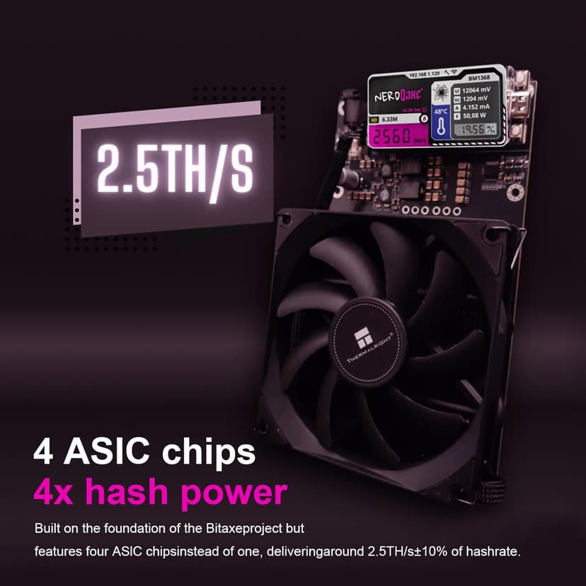 Bitcoins Miner 2.4TH/s NerdQaxe 4X BM1368 ASIC 2.4G WiFi 20W/TH BTC Lottery Crypto Miner with S21 Pro Asic Bitcoins Mining Machine Micro Silent Home Use