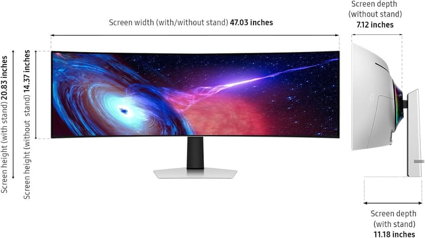 Samsung 49" Odyssey OLED (G93SC) Series Curved Gaming Monitor w QD-OLED, 240Hz, 0.03ms, Dual QHD,DisplayHDR True Black 400,AMD FreeSync Premium Pro,Height Adjustable Stand,3 Yr Warranty,LS49CG932SNXZA