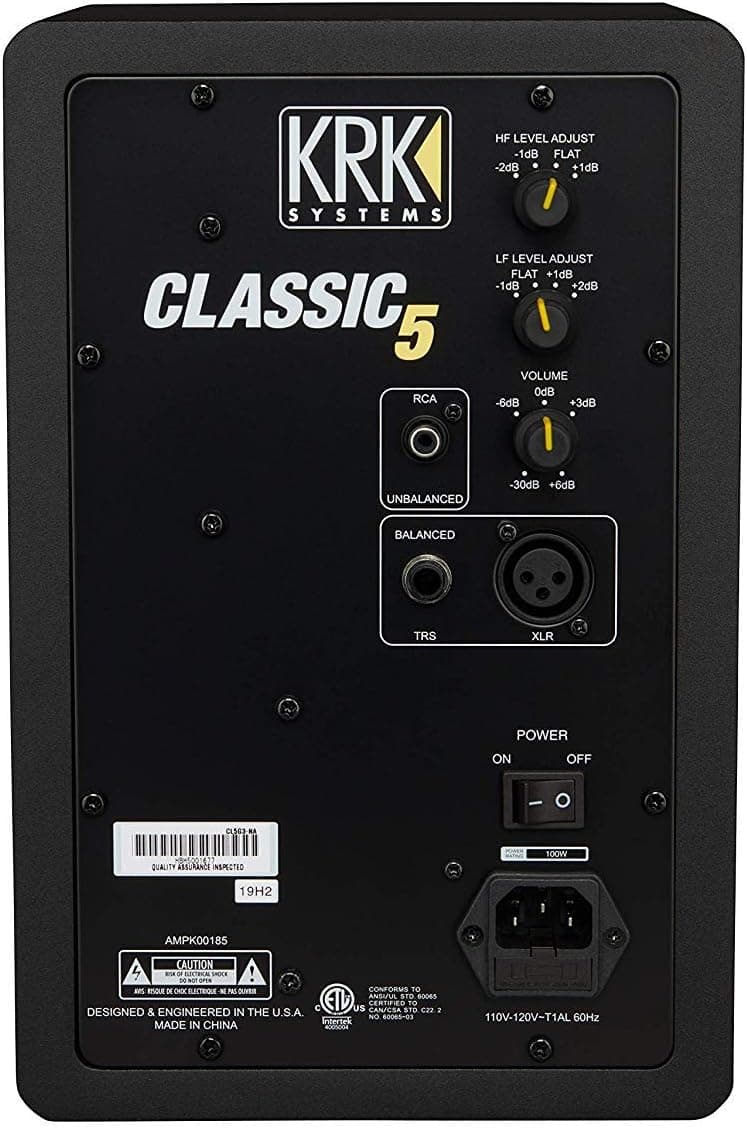KRK Classic 5 Professional Bi-Amp 5" Powered Studio Monitor (2 Speakers) Pair of XLR Cable + Gravity Phone Holder, Black M