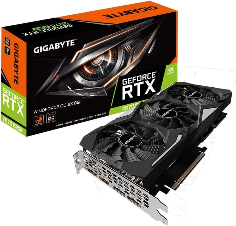 Gigabyte GV-N207SWF3OC-8GD GeForce RTX 2070 Super Windforce OC 8G Graphics Card, 3X Windforce Fans, 8GB 256-Bit GDDR6, Video Card