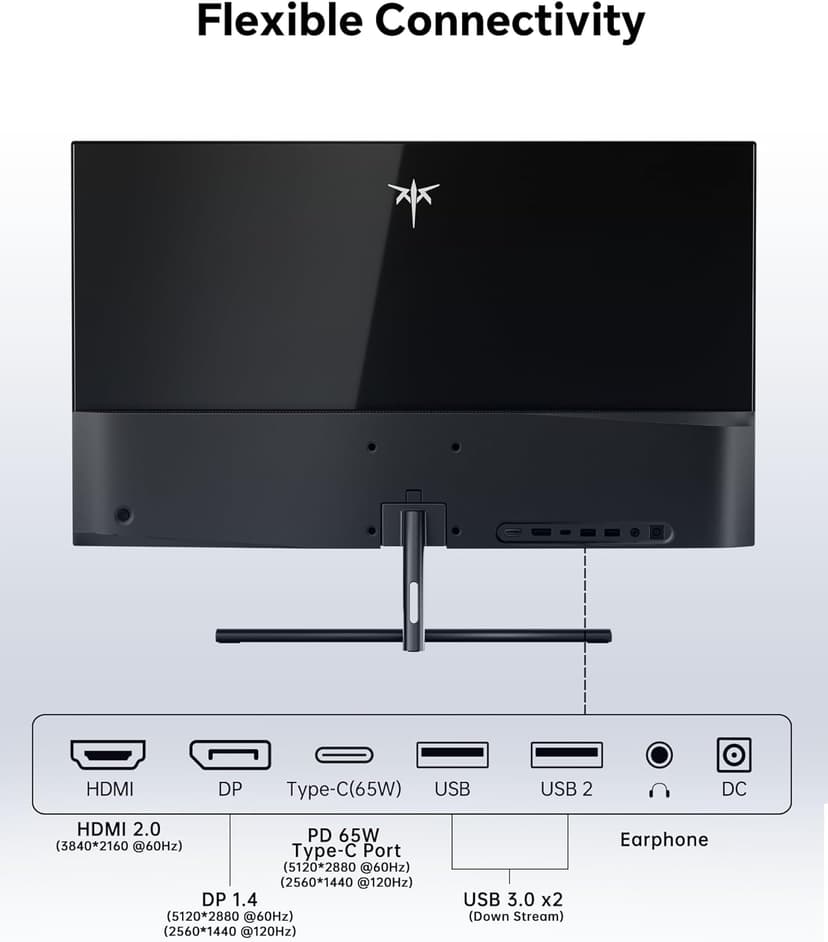 KTC 27 Inch 5K Monitor, 5120 x 2880 5K2K Monitor with 65W Type-C Port, Dual Mode Computer Monitors Compatible with Mac mini, IPS Panel, HDR 400, 217 PPI, 135% sRGB, HDMI DisplayPort, Tilt, H27P3