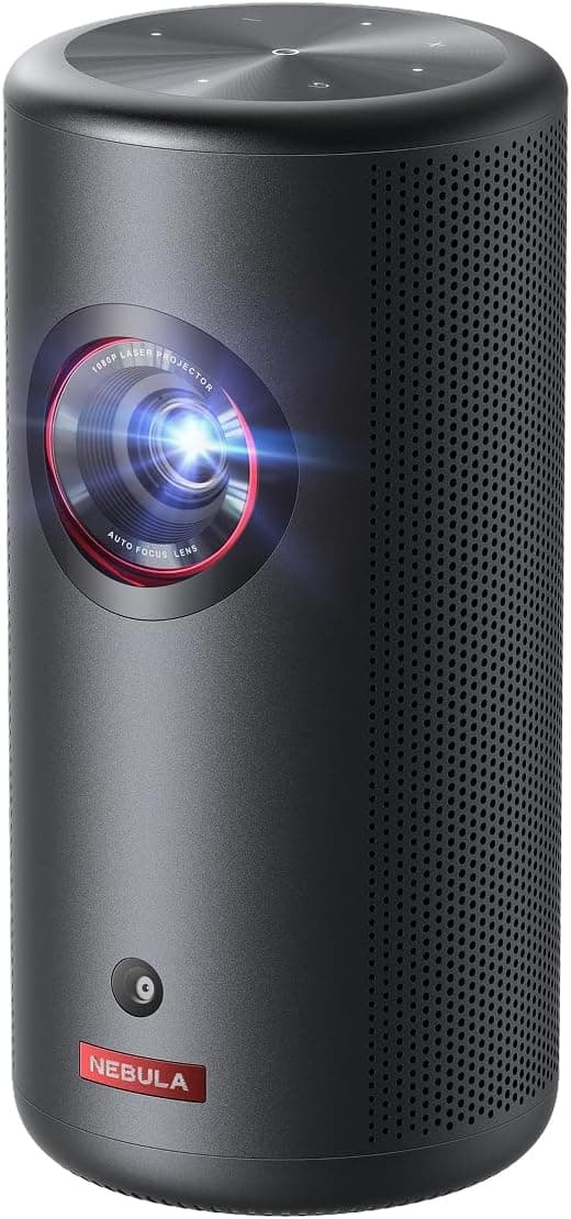 NEBULA Capsule 3 Laser Projector, Upgraded with Google TV and Official Netflix, Mini Smart TV Projector with Wi-Fi, Outdoor Portable Projector, Dolby Digital, 120-Inch Screen, 2.5H Built-In Battery