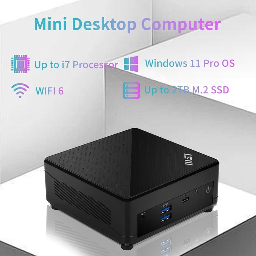 MSI Cubi 5 Professional Mini PC, 12th Gen Intel i5-1235U Processor (Beats Ryzen 7 5700U), 16GB RAM, 512GB SSD, Wi-Fi 6, Windows 11 Pro, Support 4K@60Hz Display, Seamless Multitasking at Work/Gaming