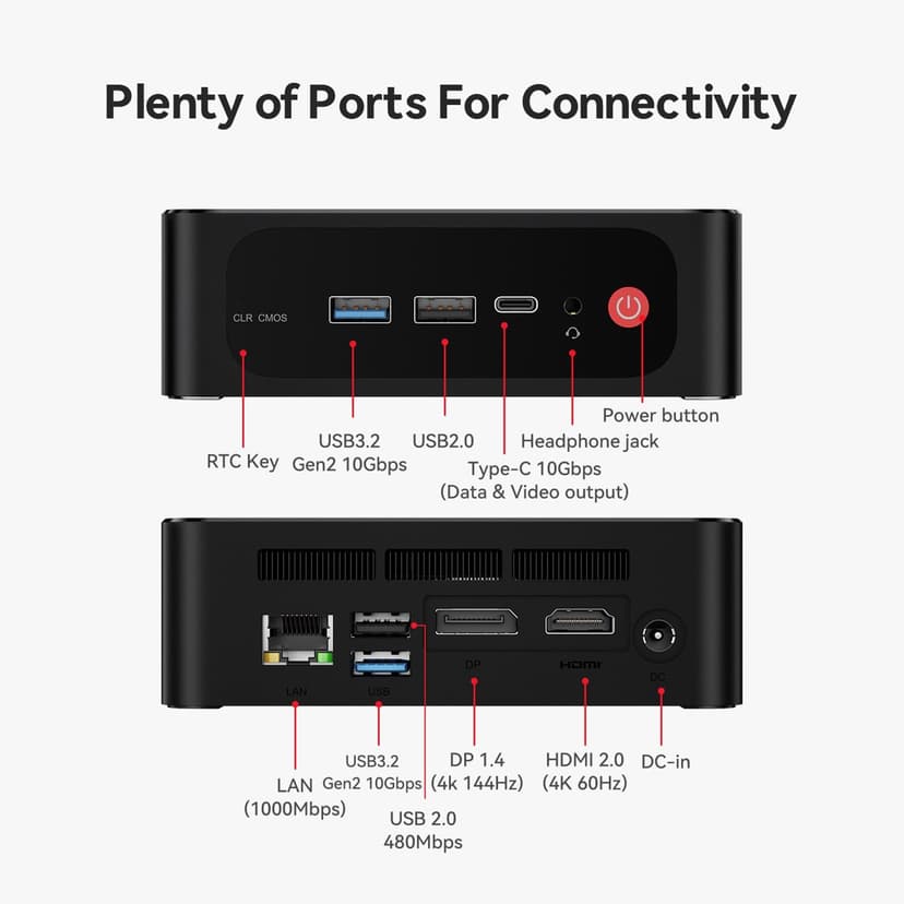 Beelink SER5 MAX Mini PC, AMD Ryzen 7 6800U (8C/16T, up to 4.7GHz), 32GB LPDDR5 1TB NVME SSD, Mini Desktop Computer Support 4K@60Hz/WiFi6/BT5.2/DP1.4/HDMI/Type-C/Gaming PC