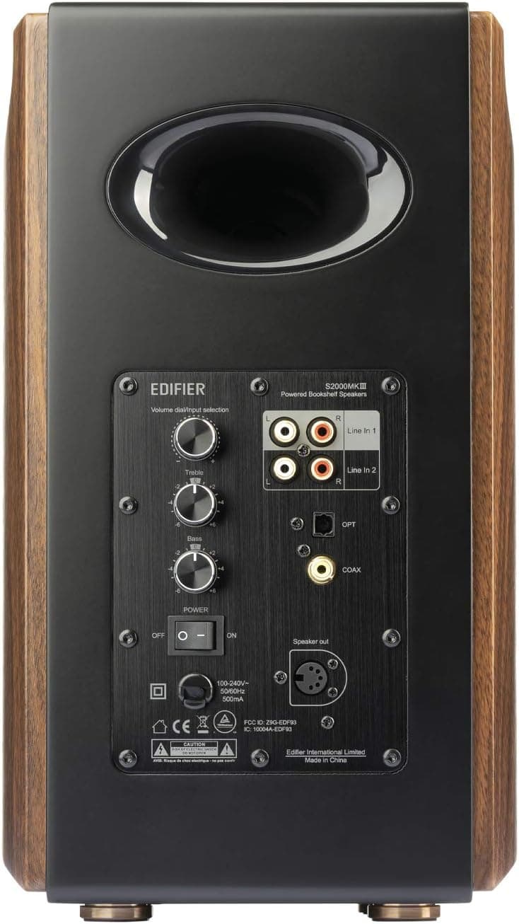 Edifier S2000MKIII Coaxial, Bluetooth, Optical and RCA Bookshelf 2 Speakers, Near-Field Active Tri-Amped 130w Studio Monitor for Audiophiles with Wireless, Line-in and Fiber-Optic Input Walnut