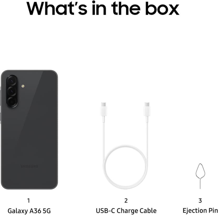 Samsung Galaxy A36 5G A Series, 128GB Unlocked Android Smartphone, AMOLED Display, Rugged Design, 5G Connectivity, Affordable Performance, US Version, 2025, US 1 Yr Warranty, Awesome Lavender