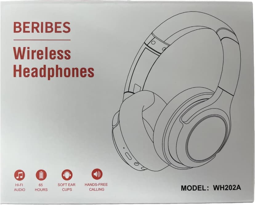 BERIBES Bluetooth Headphones Over Ear, 65H Playtime and 6 EQ Music Modes Wireless Headphones with Microphone, HiFi Stereo Foldable Lightweight Headsets, Deep Bass for Home Office Cellphone PC Ect.