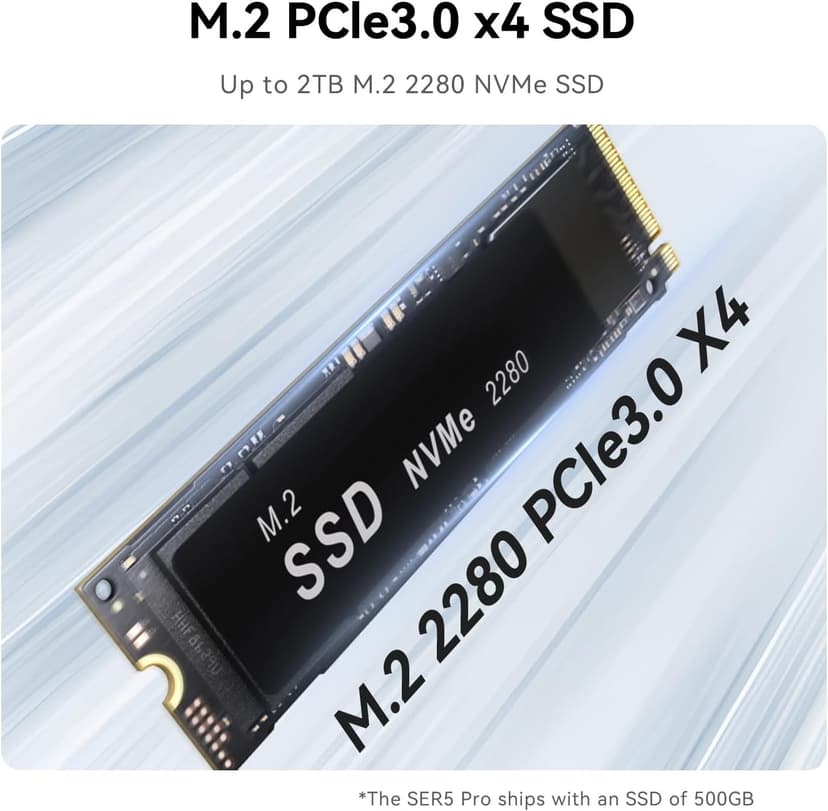 Beelink SER5 Pro Mini PC, AMD Ryzen 7 5825U(7nm, 8C/16T) up to 4.5GHz, Mini Computer 16GB DDR4 RAM 500GB NVME SSD, Micro PC 4K@60Hz Triple Display, Mini Gaming Computer WiFi6/BT5.2/HTPC
