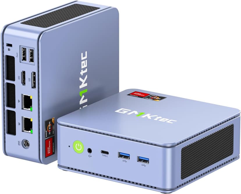 GMKtec M5 Plus Gaming Mini PC Ryzen 7 5825U (Upgraded 5700U), 32GB RAM 1TB SSD Dual NIC LAN 2.5GbE Desktop Computers, Triple 4K Display - Lunar Blue