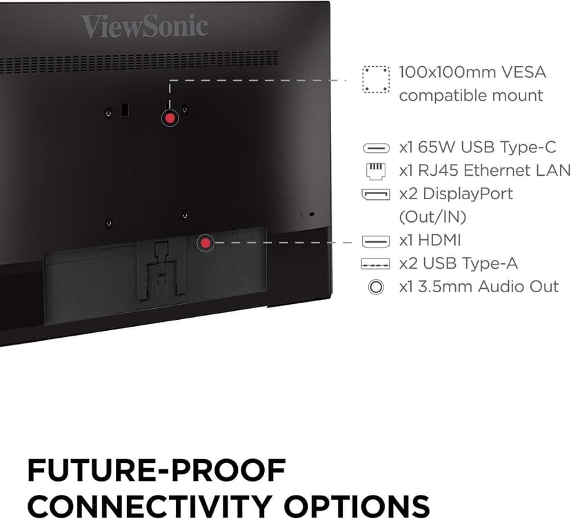 ViewSonic VP2468A_H2 24-Inch Dual Pack Head-Only IPS 1080p Monitor with Advanced Ergonomics, 100% sRGB REC 709, 14-bit 3D LUT, Eye Care, and 65W USB C, Daisy Chain