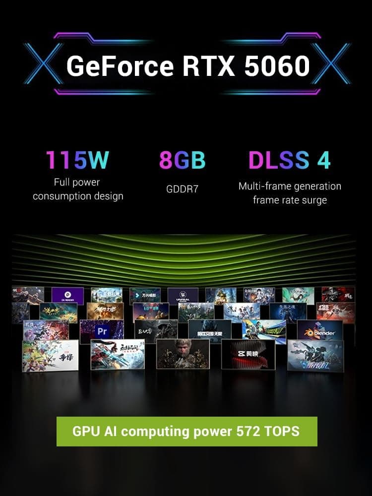 FIREBAT Laptop Gaming RTX 5060 GDDR7 GPU, 16" 2560x1600 2.5K 180Hz QHD 500nits 100%sRGB, Core 13500HX CPU, 1TB PCIe Gen4 SSD, 16GB DDR5 RAM, Metal Case Gaming & Entertainment Notebook Laptop Gamer PC