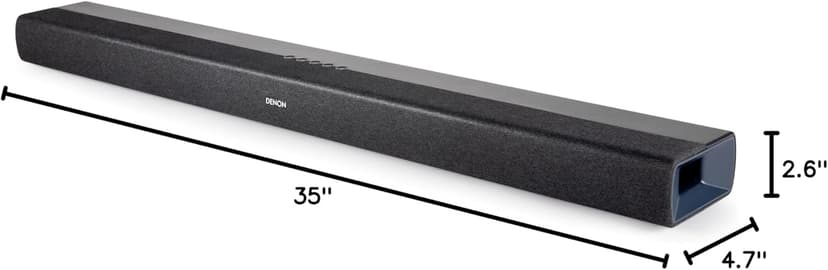 Denon DHT-S218 Sound Bar (Black), 2.1-Channel, 3D Audio with Dolby Atmos, 2 Built-in Subwoofers, Dual Midrange Drivers & Tweeters, 4K UHD HDMI with eARC, Dialog Enhancer, Multi-Pairing & Multi-Point