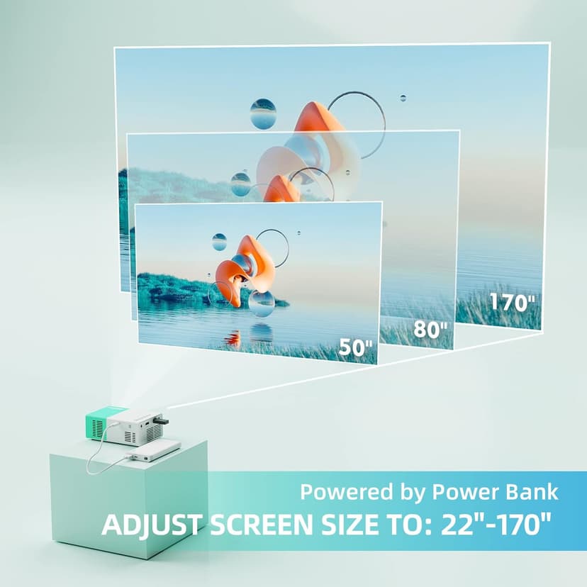 Projector Mini Portable Outdoor Movie Projectors, LED Pico Video Projector for Home Theater Film Projectors, Compatible with Smartphone/ Tablet/ Laptop/ TV Stick/ PS/ USB
