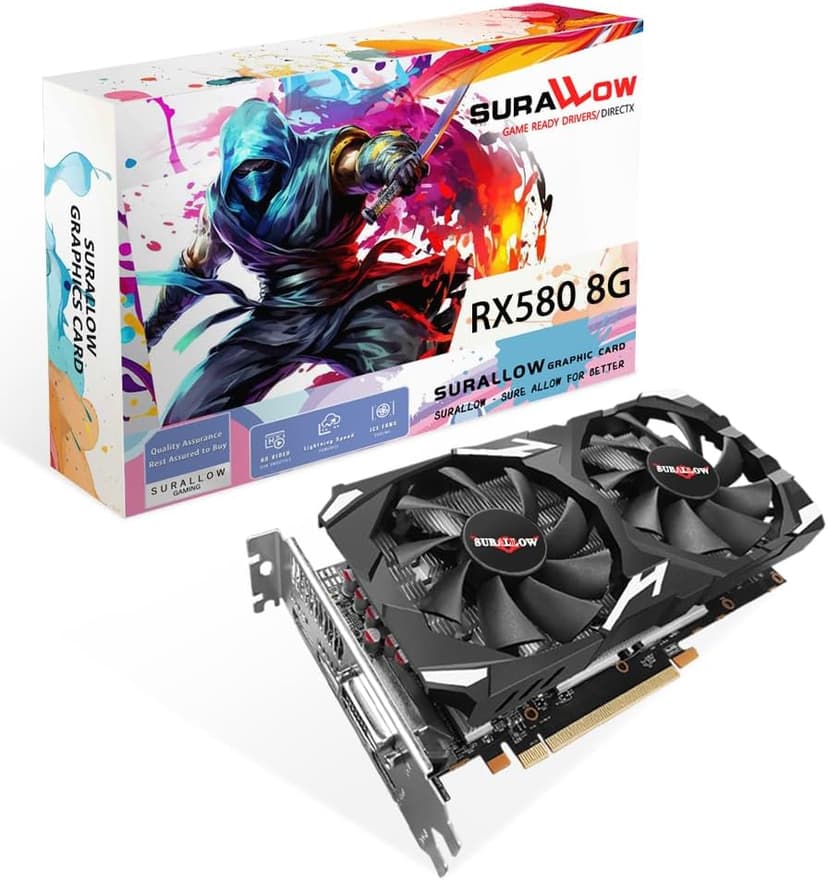 RX 580 8GB Graphics Card, 2048SP,GDDR5,256 Bit Graphics Card for Gaming PC,PCIE 3.0,Twin Freeze Fans Computer Video Card with HDMI/DP/Ports
