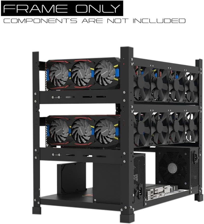 12GPU Open Frame Mining Rig Frame Chassis with Biostar TZ590-BTC Duo Motherboard for Crypto Currency Mining
