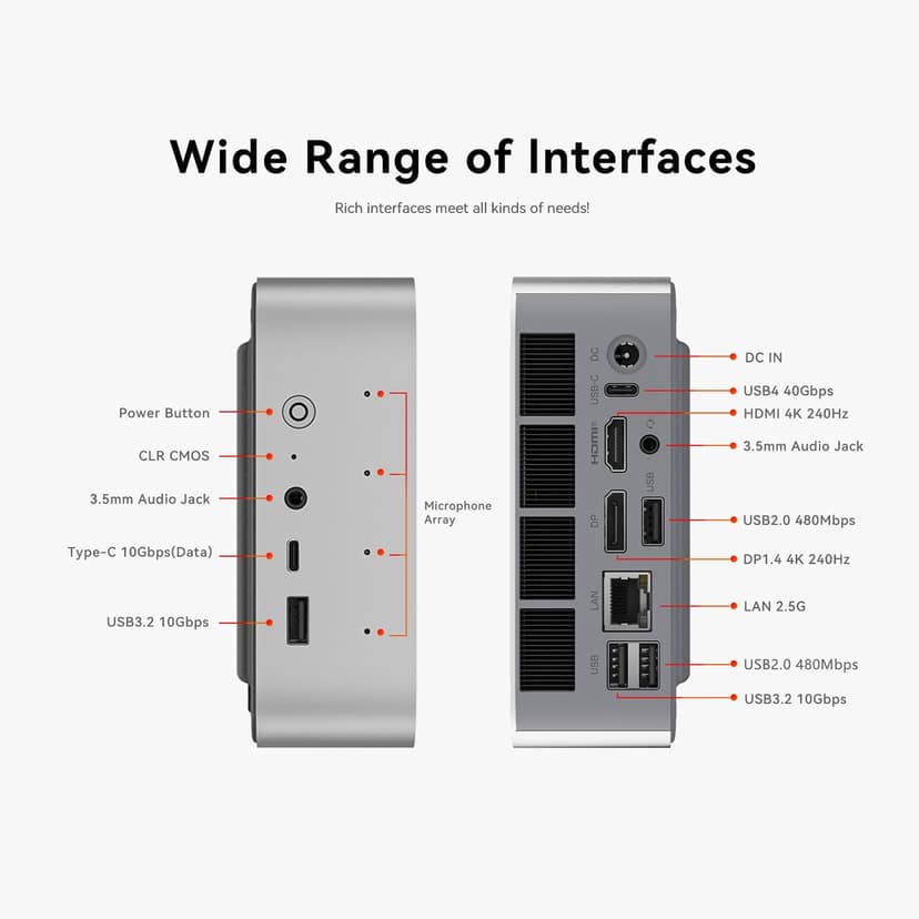 Beelink SER9 Pro AI Mini PC, AMD Ryzen AI 9 365(73TOPS,10C/20T,5.0GHz), 32G LPDDR5X 8000MHz 1TB PCIe4.0 x4 SSD, AI PC AMD Radeon 880M NPU 50 AI Tops, Built-in MIC/Speakers/USB4/WiFi6/BT5.2/2.5G