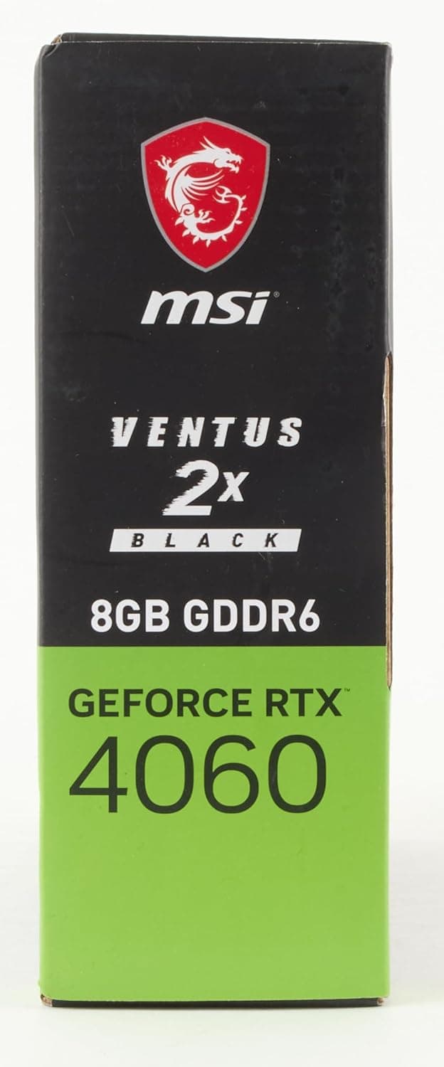 MSI GeForce RTX 4060 Ventus 2X Black 8G OC Gaming Graphics Card - 8GB GDDR6X, PCI Express Gen 4, 128-bit, 3X DP v 1.4a, HDMI 2.1a (Supports 4K & 8K HDR)