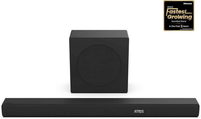Hisense AX3100Q 3.1Ch Sound Bar with Wireless Subwoofer, Dolby Atmos, DTS:X, Bluetooth 5.3, Roku TV Ready, HDMI/AUX/ARC/Optical/USB, EzPlay, Ez UP, 7 EQ Modes