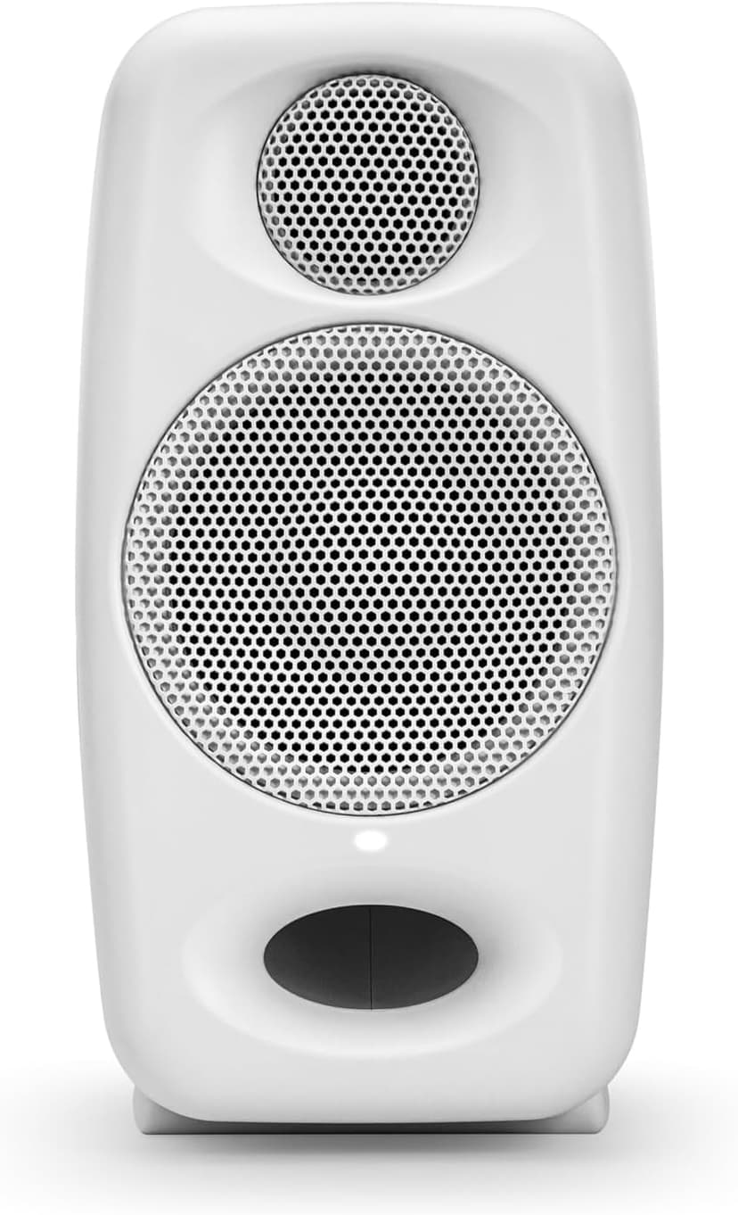 IK Multimedia Premium Version iLoud Micro Monitor Pro White (Pair) 50 Watt Portable & Powerful Reference Studio Monitor, Class D High-Efficiency Amplifier, Custom-Made Drivers for Music Mixing
