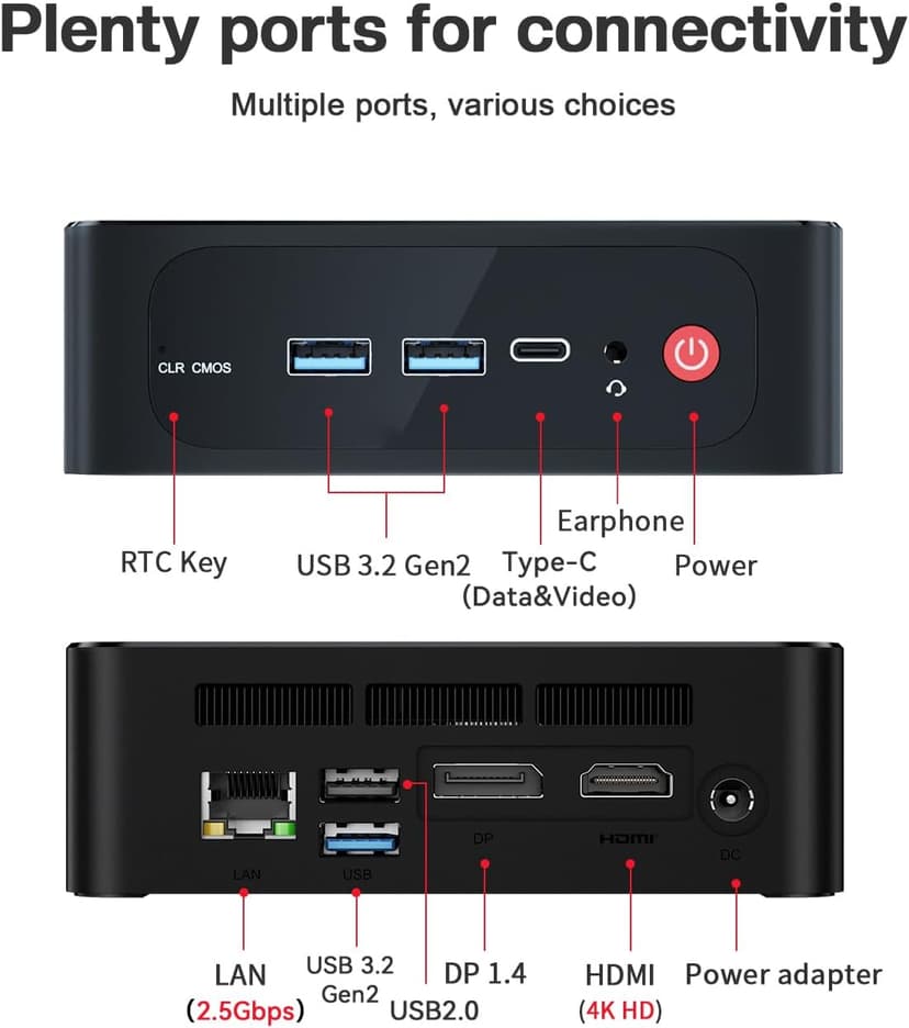 Beelink SER5 Mini PC, AMD Ryzen 5 5500U(6C/12T, up to 4.0GHz), 16GB DDR4 500GB NVMe SSD, SER5 Mini Computer Support 4K Triple Display, 2.5G LAN, HDMI+DP, Type-C