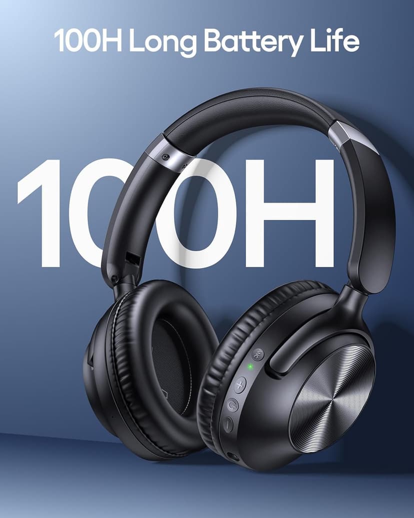 TAGRY Hybrid Active Noise Cancelling Headphones 100H Playtime Wireless Over Ear Bluetooth Headphone with Hi-Res Audio Fast Charging Comfort Earcups Headsets for Travel Home Office Phone PC Black