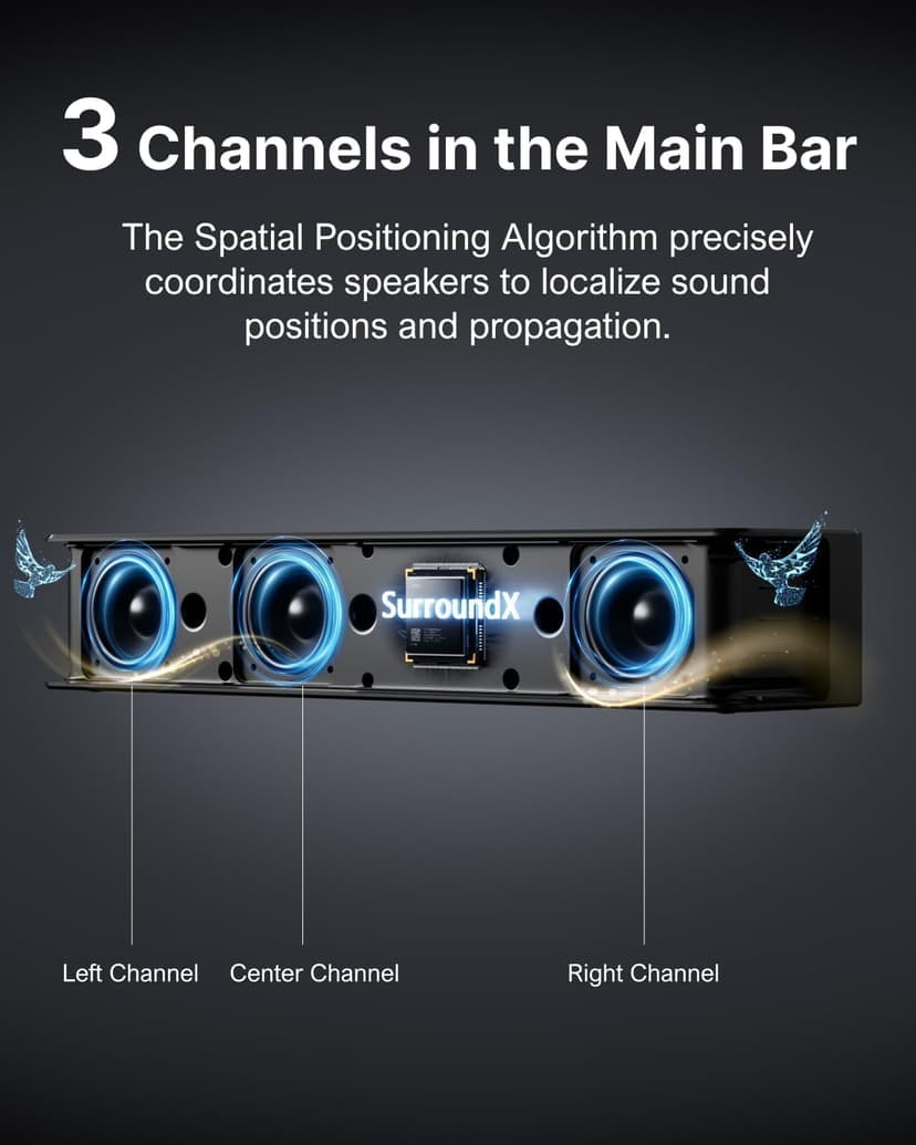 ULTIMEA 7.1 Surround Sound System for TV with Dolby Atmos, 460W Sound Bar for TV with 6.5" Subwoofer, APP Control, 4 Wired Surround Speakers, Home Theater Sound System, Poseidon D80 (2025 Upgrade)
