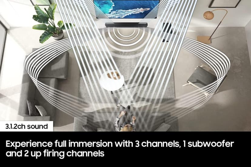 SAMSUNG HW-S800B/ZA 3.2.1ch Soundbar w/ Wireless Dolby Atmos DTS Virtual:X, Ultra Slim Design, Q Symphony, SpaceFit Sound, Airplay 2, Game Pro Mode, Alexa Built-In, 2022, Black