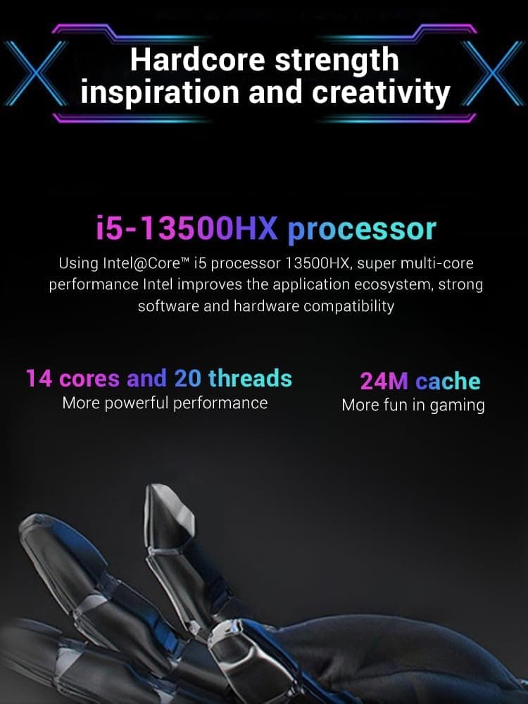 FIREBAT Laptop Gaming RTX 5060 GDDR7 GPU, 16" 2560x1600 2.5K 180Hz QHD 500nits 100%sRGB, Core 13500HX CPU, 1TB PCIe Gen4 SSD, 16GB DDR5 RAM, Metal Case Gaming & Entertainment Notebook Laptop Gamer PC