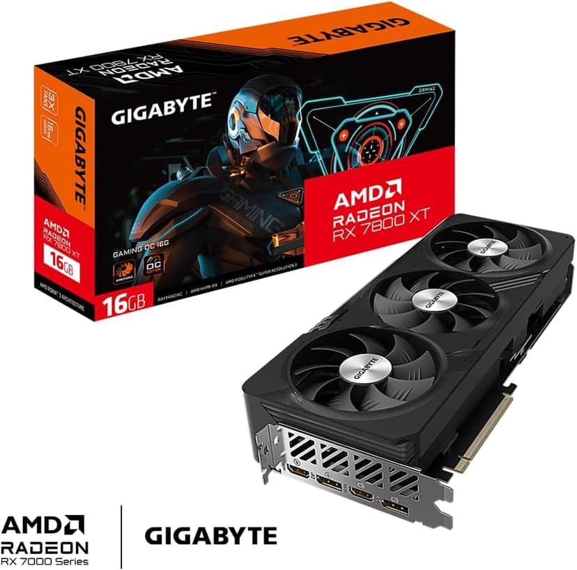 GIGABYTE Radeon RX 7800 XT Gaming OC 16GB Graphics Card - 16GB GDDR6 256-bit, Windforce Cooling System, Metal Back Plate, DP 2.1, HDMI 2.1, AMD RDNA 3 Architecture, GV-R78XTGAMING OC-16GD