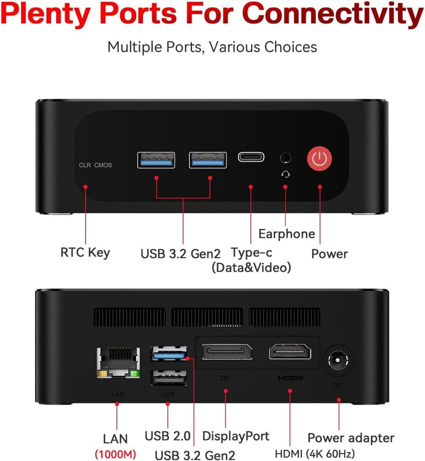 Beelink SER5 Pro Mini PC, AMD Ryzen 7 5825U(7nm, 8C/16T) up to 4.5GHz, Mini Computer 16GB DDR4 RAM 500GB NVME SSD, Micro PC 4K@60Hz Triple Display, Mini Gaming Computer WiFi6/BT5.2/HTPC
