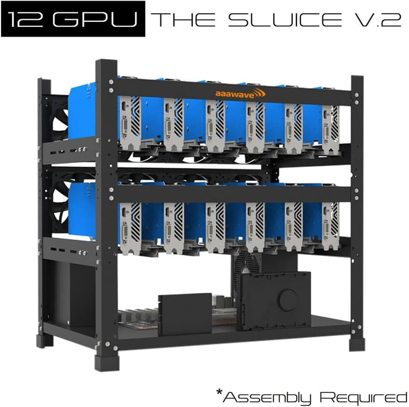 12GPU Open Frame Mining Rig Frame Chassis with Biostar TZ590-BTC Duo Motherboard for Crypto Currency Mining