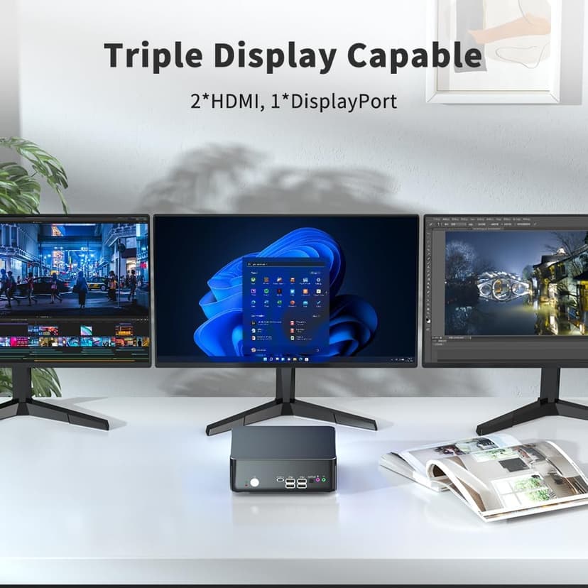 msecore Mini PC i9, 64GB RAM 1T SSD Desktop Computer with Core i9-9880H (Upto 4.8GHz), 2*HDMI, 1*DP, Triple Display, 4K@60Hz, Dual 2.5G LAN, Optical, USB-C, Wi-Fi 6E, Bluetooth 5.3, Windows 11 Pro