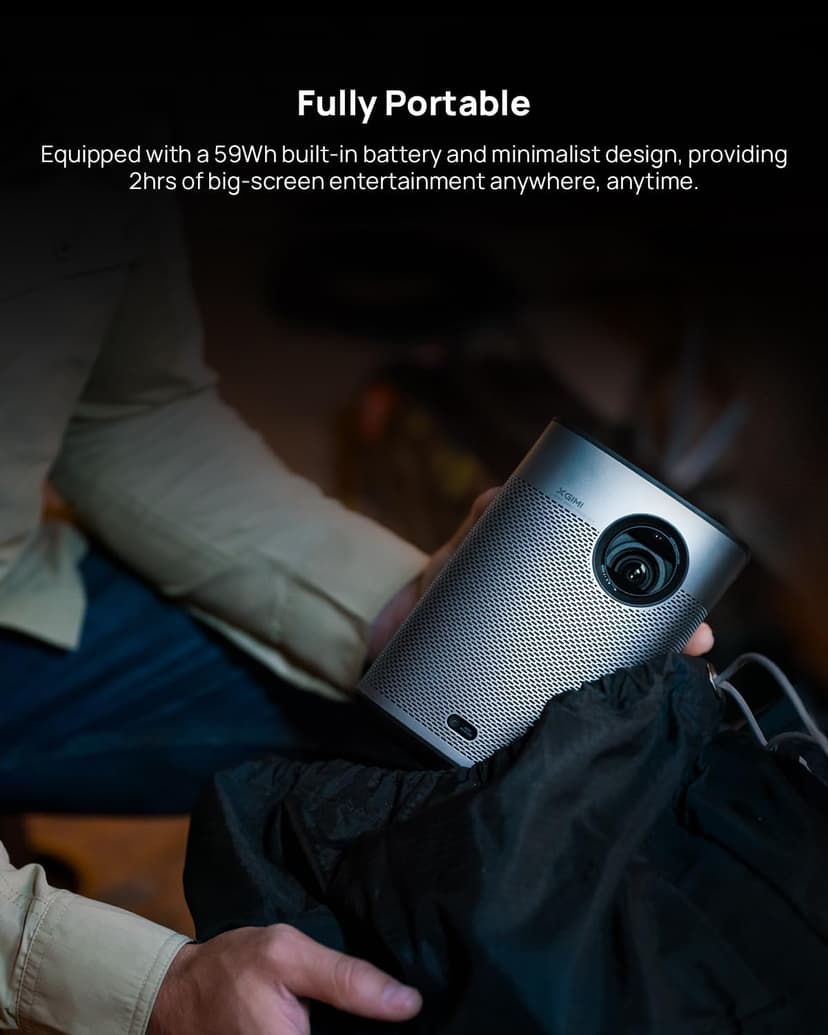 XGIMI Halo+ 1080P Portable Projector, 700 ISO Lumens with Harman Kardon Speakers, Auto Keystone Correction, Auto Focus, Intelligent Obstacle Avoidance, Intelligent Screen Alignment, Android TV 10.0