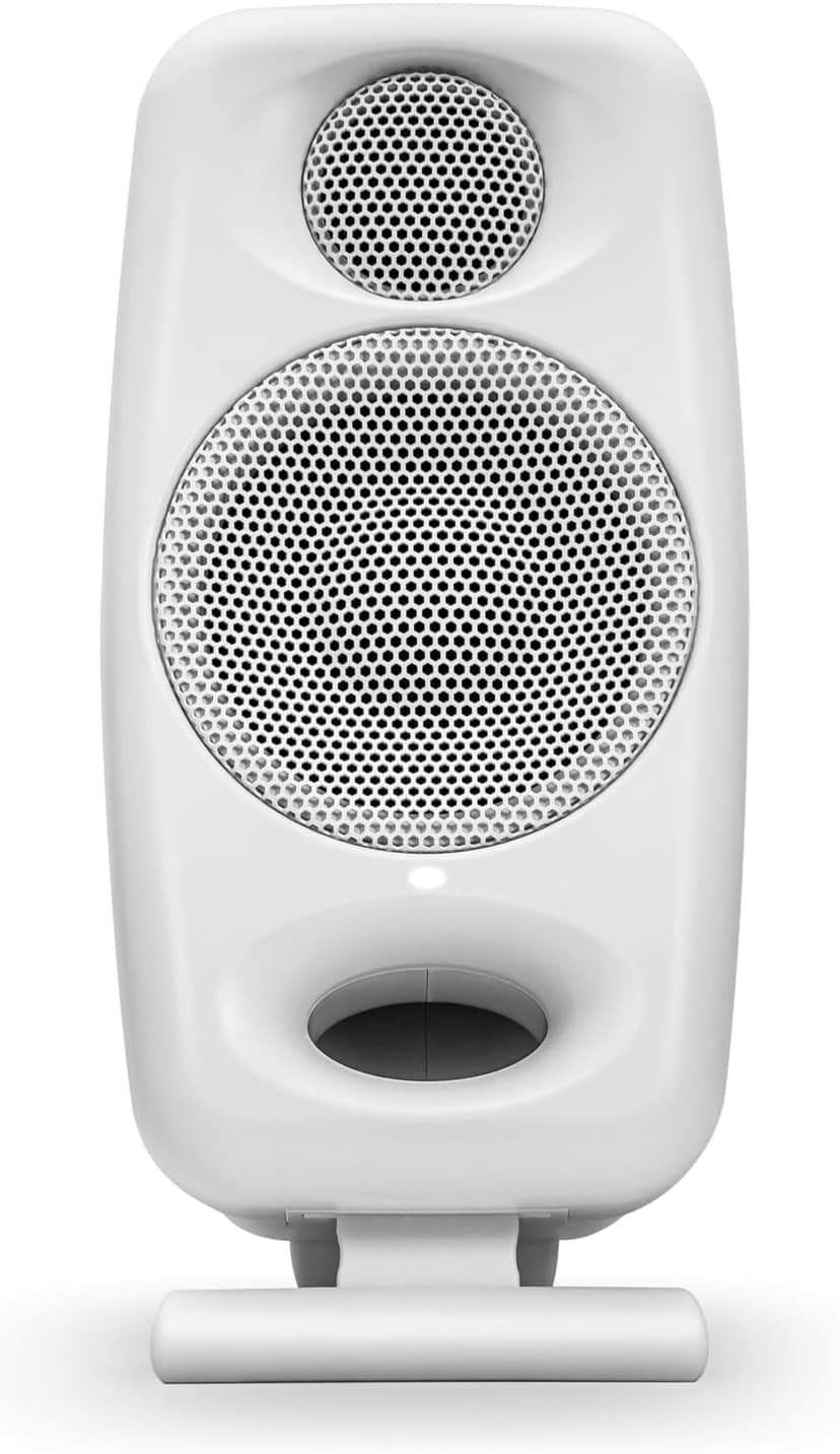 IK Multimedia Premium Version iLoud Micro Monitor Pro White (Pair) 50 Watt Portable & Powerful Reference Studio Monitor, Class D High-Efficiency Amplifier, Custom-Made Drivers for Music Mixing