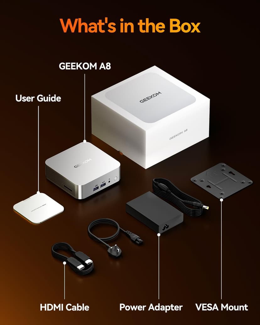 GEEKOM A8 AI Mini PC, AMD Ryzen 9 8945HS (up to 5.2GHz) Mini Computers, 32GB DDR5 5600MHz RAM&2TB PCIe 4.0 SSD, Windows 11 Pro Mini Desktop, AMD Ryzen AI/Radeon 780M/WiFi 6E/BT5.2/USB4/8K/Quad Display
