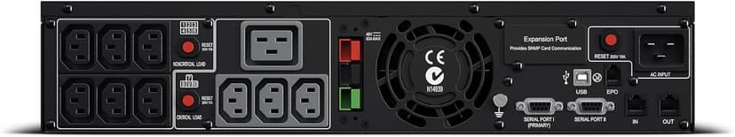 CyberPower PR2200ELCDRTXL2U High-Voltage Smart App Sinewave UPS System, 2200VA/1650W, 10 Outlets, AVR, 2U Rack/Tower