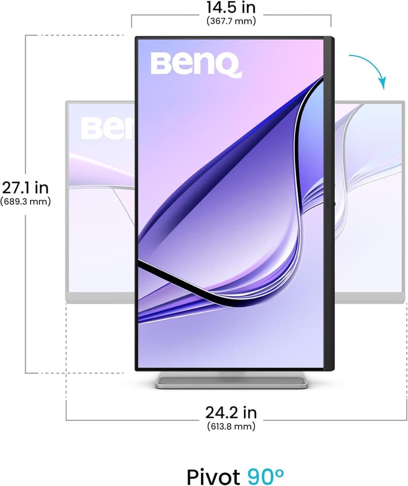 BenQ MA270U 27 inch 4K 3840x2160 Monitor for MacBook Pro/Air, Dual USB-C, 90W Power Delivery, Mac Color Match, USB Hub, Brightness & Volume Control on Mac, Adjustable Stand, P3 Color Gamut
