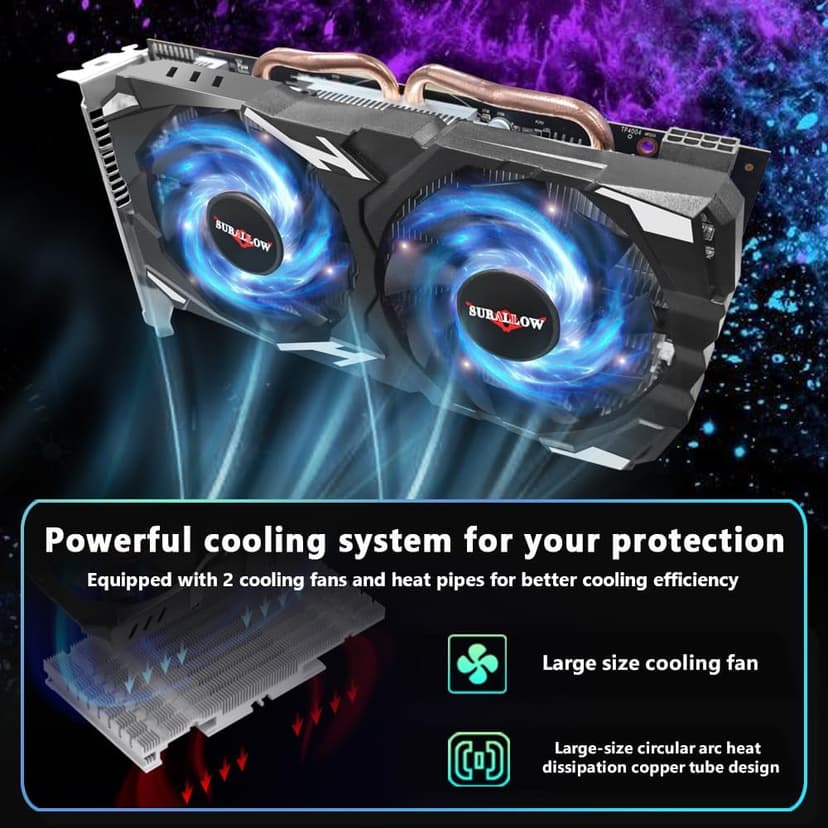 RX 580 8GB Graphics Card, 2048SP,GDDR5,256 Bit Graphics Card for Gaming PC,PCIE 3.0,Twin Freeze Fans Computer Video Card with HDMI/DP/Ports