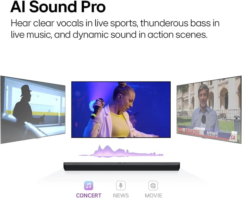 LG S40T 2.1 ch.Soundbar with Wireless Subwoofer, TV Synergy, Wow Interface, AI Sound Pro (2024 New Model)