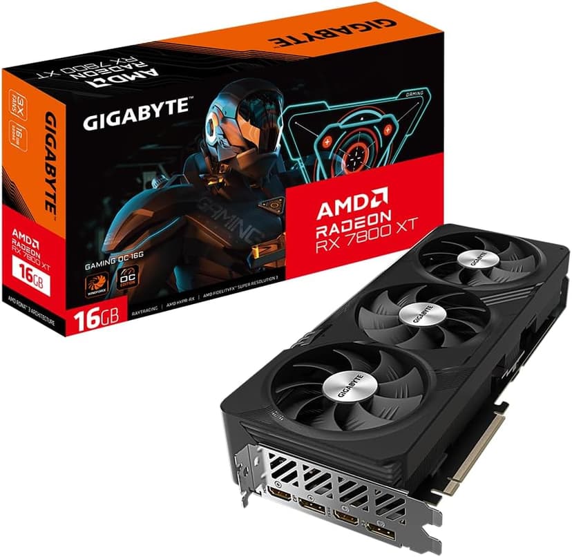 GIGABYTE Radeon RX 7800 XT Gaming OC 16GB Graphics Card - 16GB GDDR6 256-bit, Windforce Cooling System, Metal Back Plate, DP 2.1, HDMI 2.1, AMD RDNA 3 Architecture, GV-R78XTGAMING OC-16GD