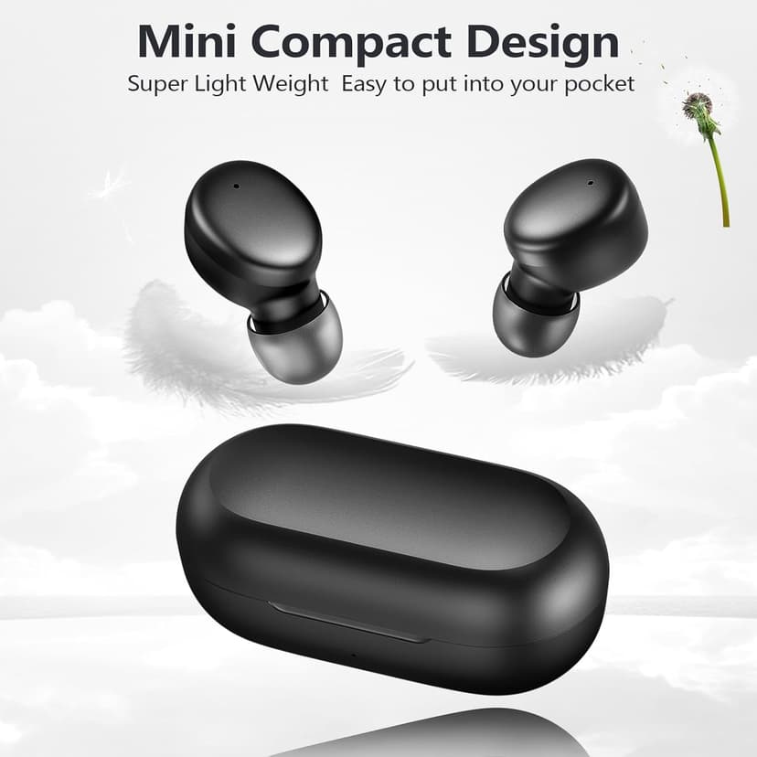 MOZOTER S8 Mini Wireless Earbuds Bluetooth 5.3 in Ear Light-Weight Headphones,60Hrs Playtime Ear Buds with Charging Case,Smart Ring,Fitness Tracker Premium Sound with Deep Bass for Sport-Black