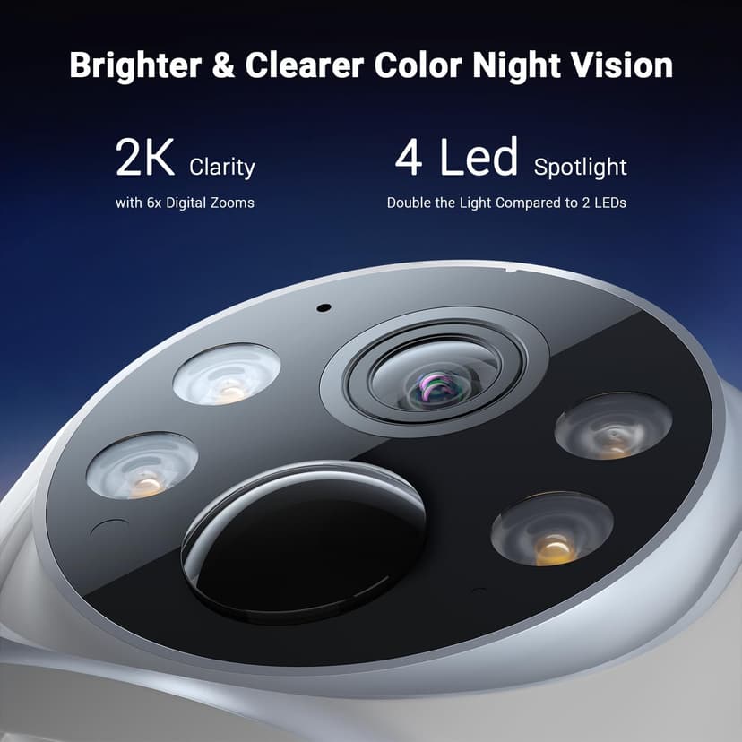 Security Cameras Wireless Outdoor Home System, 4 Camera Kit, No Subscription Fees, Solar Powered, Local Storage, 365-Day Battery Life, 360°PTZ Surveillance, Auto Tracking, 2K Color Night Vision