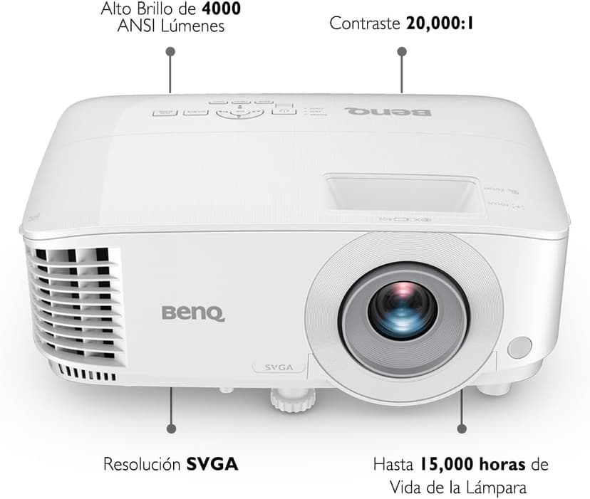 BenQ MS560 Business Projector, 4000 Lumens, DLP, SVGA, 2 HDMI, VGA, Auto Keystone Correction Glass Lens for Image Accuracy, SmartEco 70% Less Energy Consumption, Conference Room, Meeting, Classroom