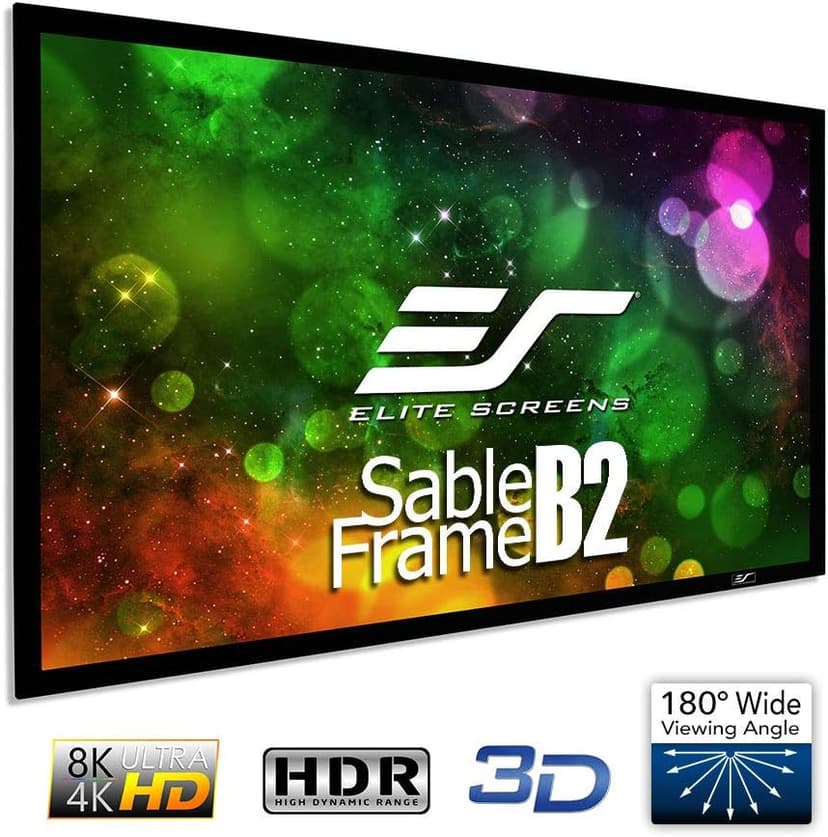 Elite Screens Sable Frame B2 Fixed Frame Projector Screen 120 inch 16 9, 4K/8K UHD, ISF-Certified CineWhite UHD-B (1.3 Gain), Wall Mounted for Standard, Short & UST Projectors, Home Theater, SB120WH2