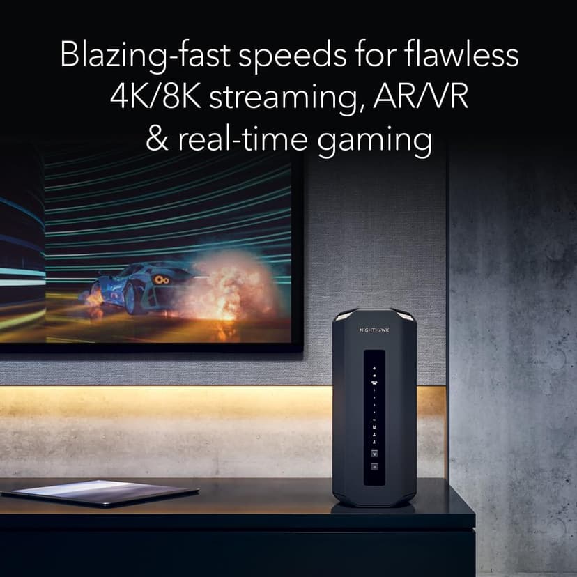 NETGEAR Nighthawk Tri-Band WiFi 7 Router (RS700S) - Security Features, BE19000 Wireless Speed (up to 19Gbps) – 10 Gig Internet Port - Covers up to 3,500 sq. ft., 200 Devices – 1-Year Armor Included