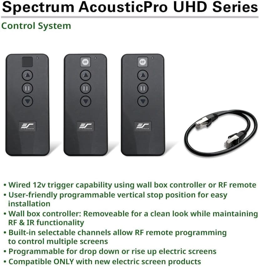Elite Screens Spectrum AcousticPro UHD, 100-INCH Motorized Electric Projector Screen Moiré-Free Sound Transparent Perforated Weave Movie Home Theaters, ELECTRIC100H2-AUHD