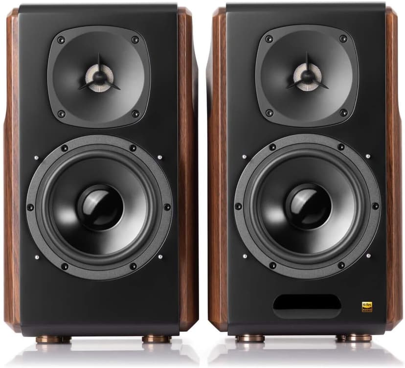 Edifier S2000MKIII Coaxial, Bluetooth, Optical and RCA Bookshelf 2 Speakers, Near-Field Active Tri-Amped 130w Studio Monitor for Audiophiles with Wireless, Line-in and Fiber-Optic Input Walnut