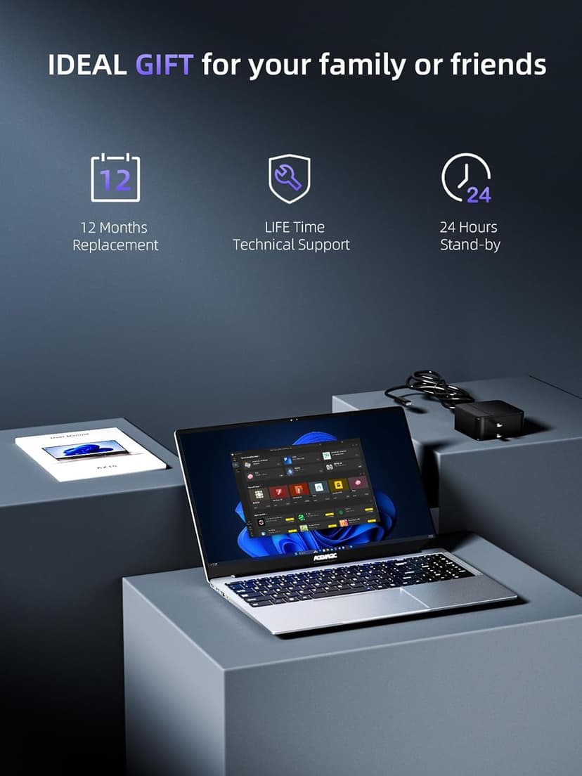 ACEMAGIC 2025 Laptop, Laptop Computer with Intel Quad-Core Processor(Up to 3.4GHz), 16GB DDR4 512GB SSD, Windows 11 Laptop, 15.6" IPS 1080P, Metal Shell, USB3.2, Long Battery Life